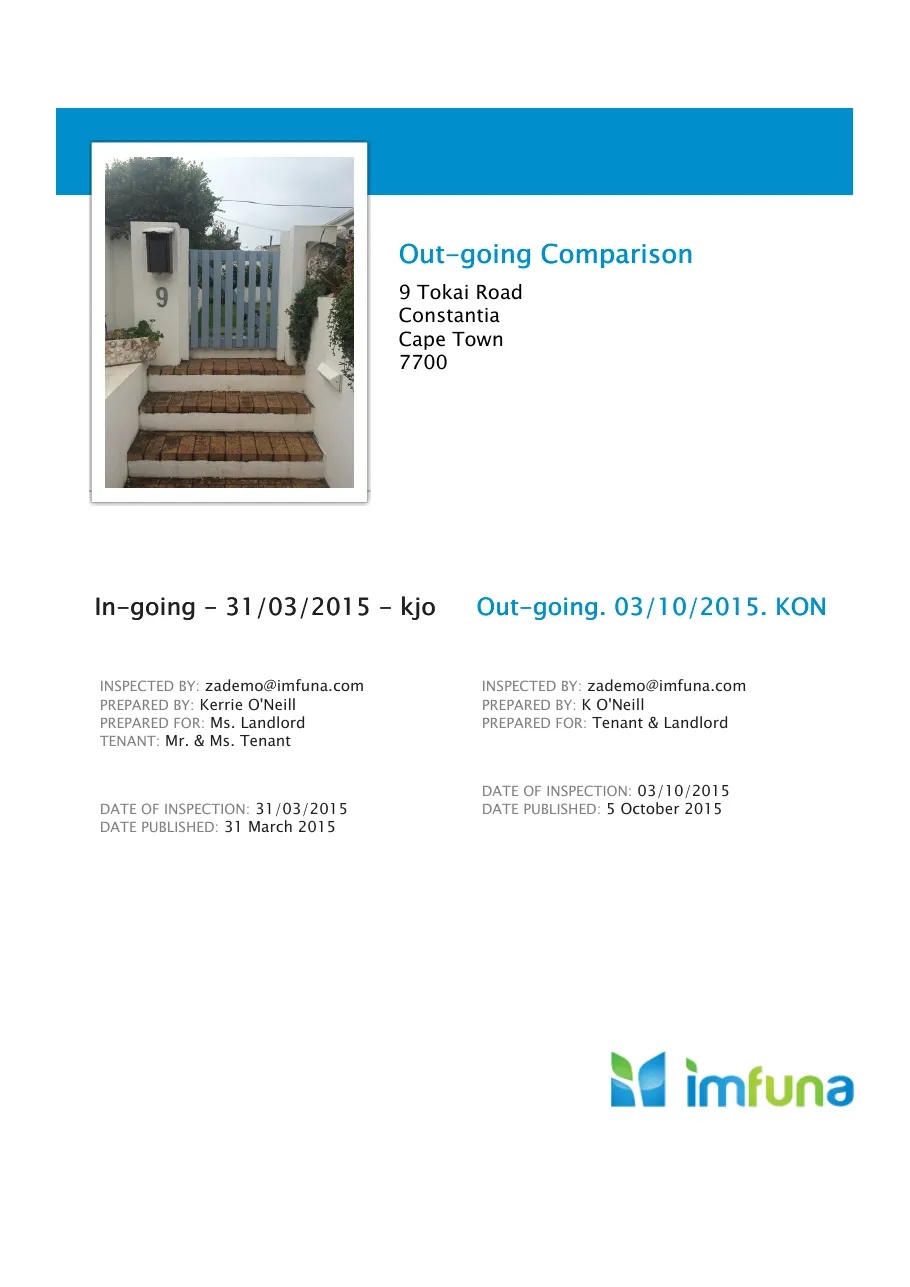 First page of a branded Check-Out comparison sample report
